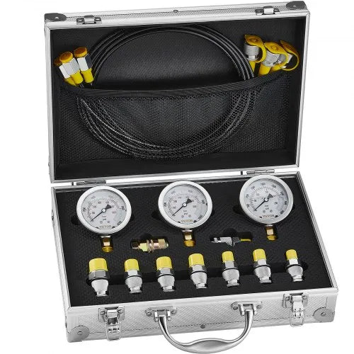 KIT MANOMETROS DE PRESION HIDRAULICA X 3 25//40/60 Mpa INCLUYE 6 ACOPLES Y 3 MANGUERAS