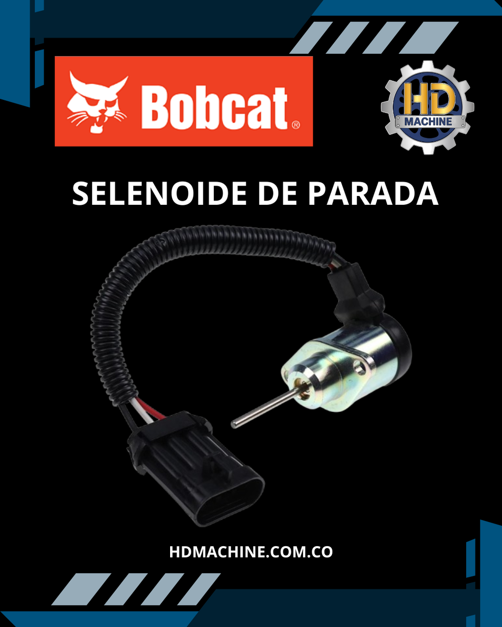 SOLENOIDE DE PARADA BOBCAT Y MOTORES KUBOTA